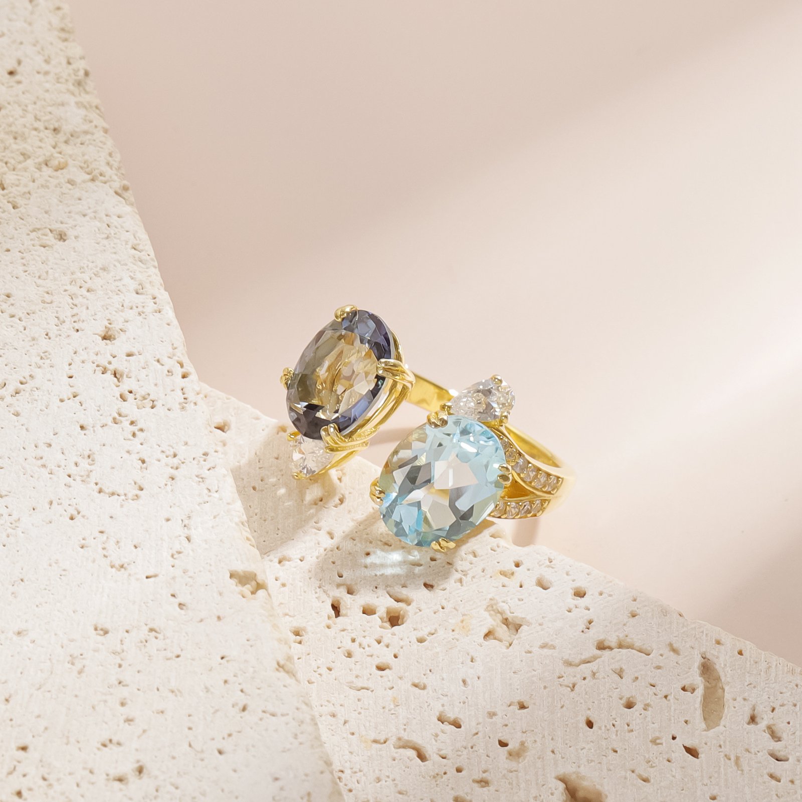 s925 sterling silver ring with natural topaz