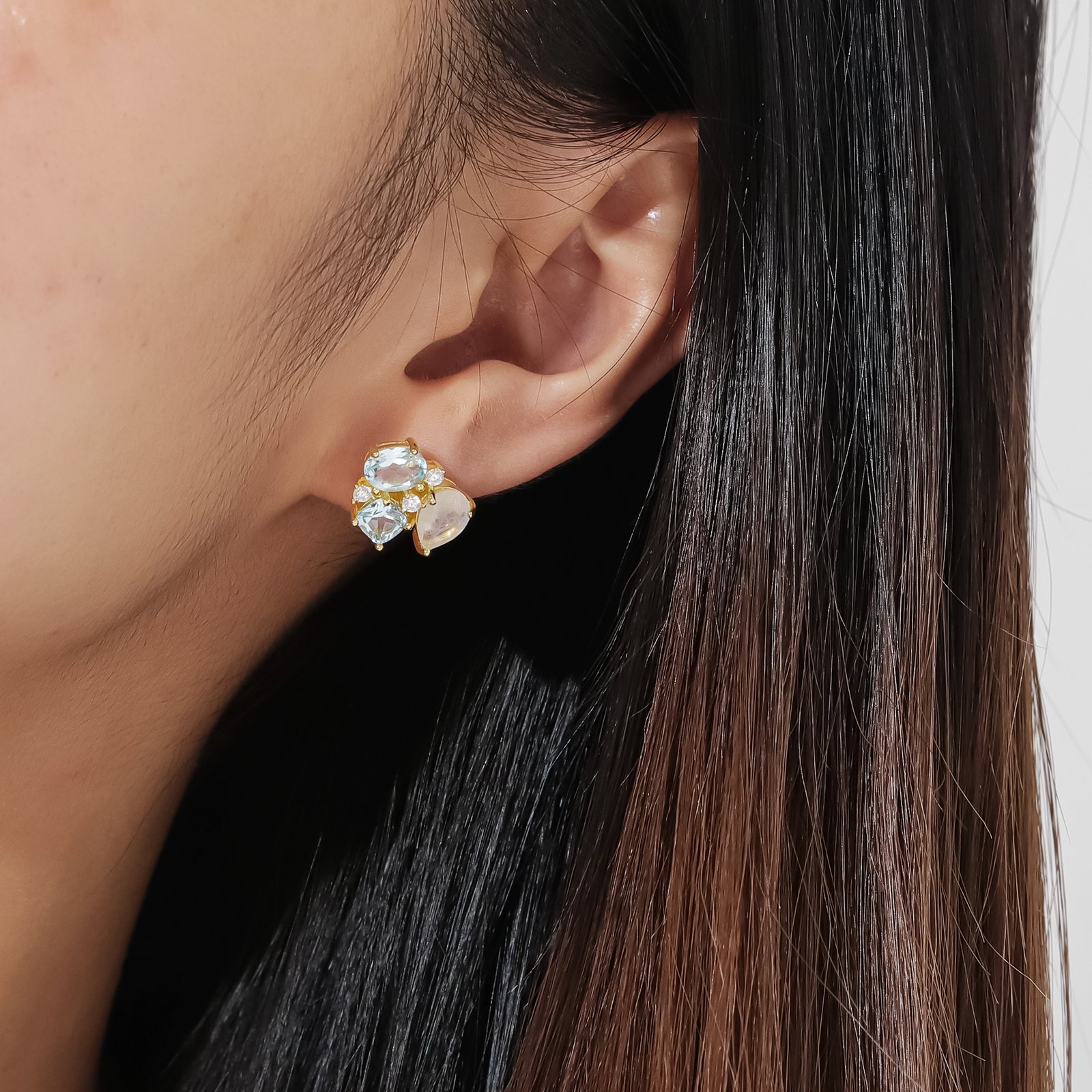 Colored gemstone earrings, peridot, natural topaz, s925 sterling silver, amethyst earrings