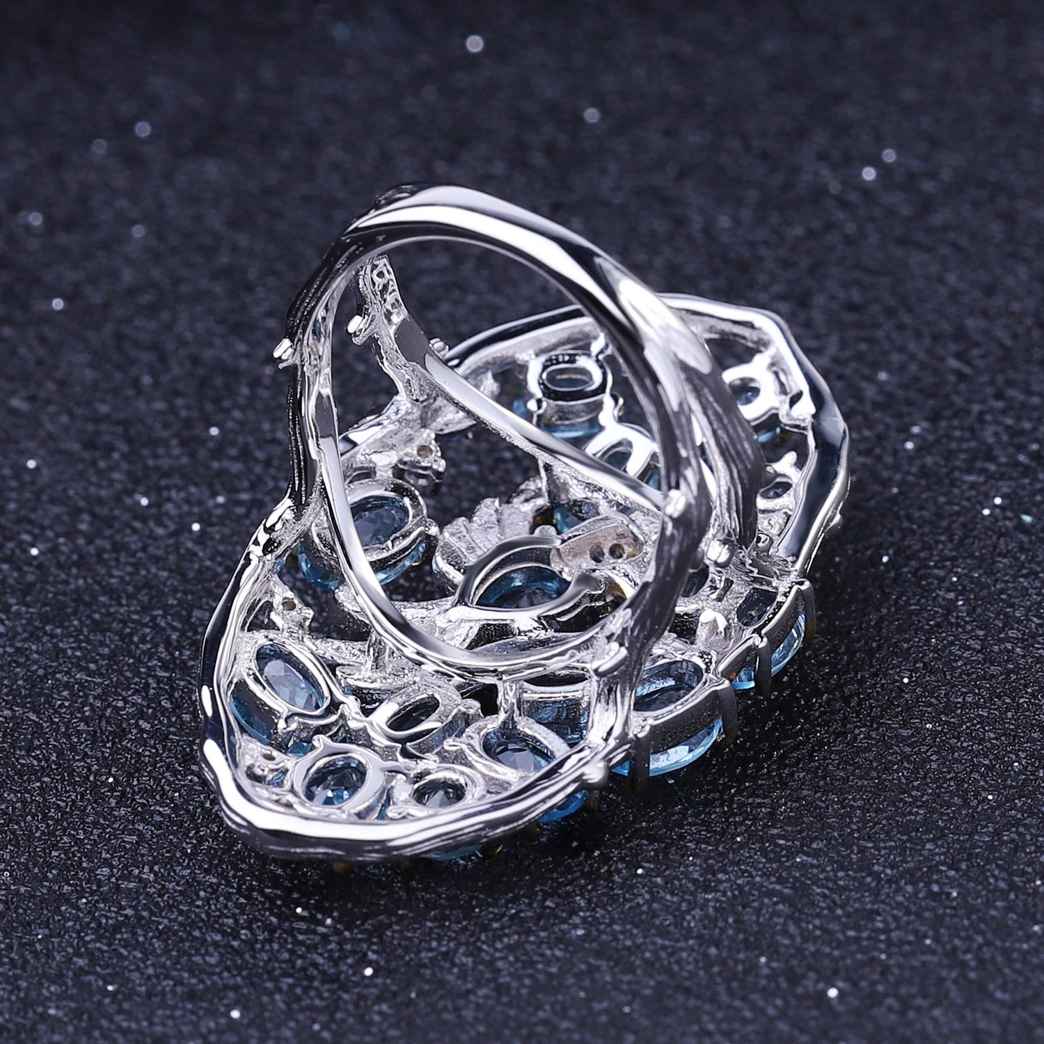 Designer Gemstone Ring S925 Sterling Silver Natural Topaz Ring