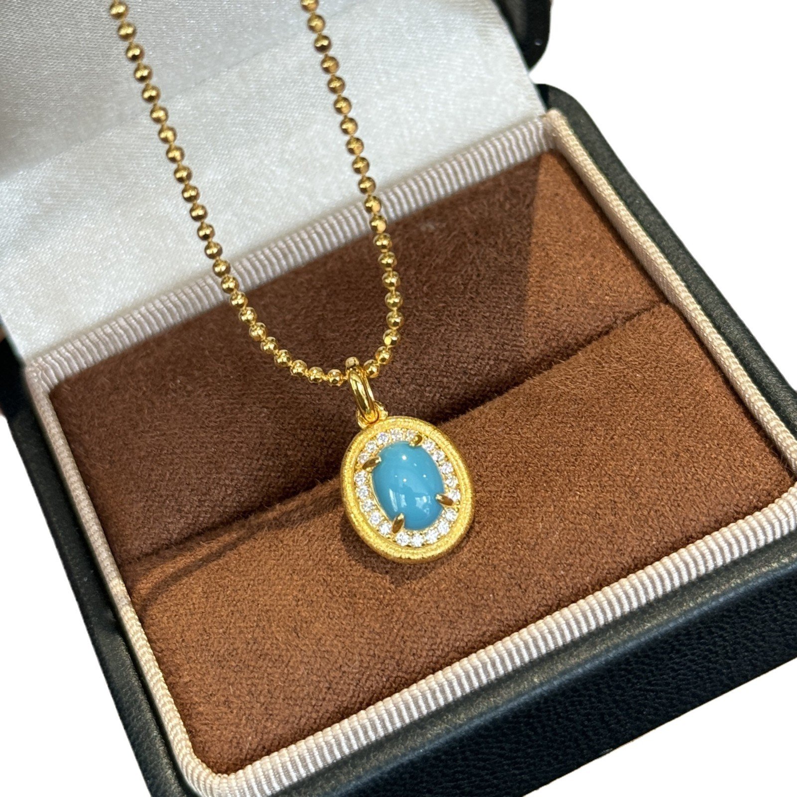 S925 sterling silver turquoise brushed necklace earrings set