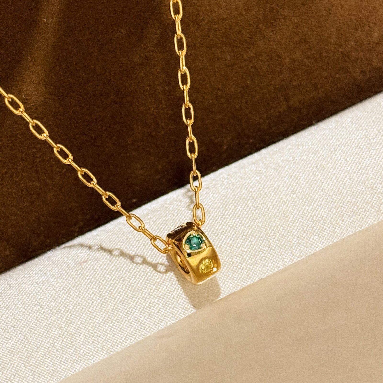 S925 sterling silver rainbow candy diamond necklace hollow chain