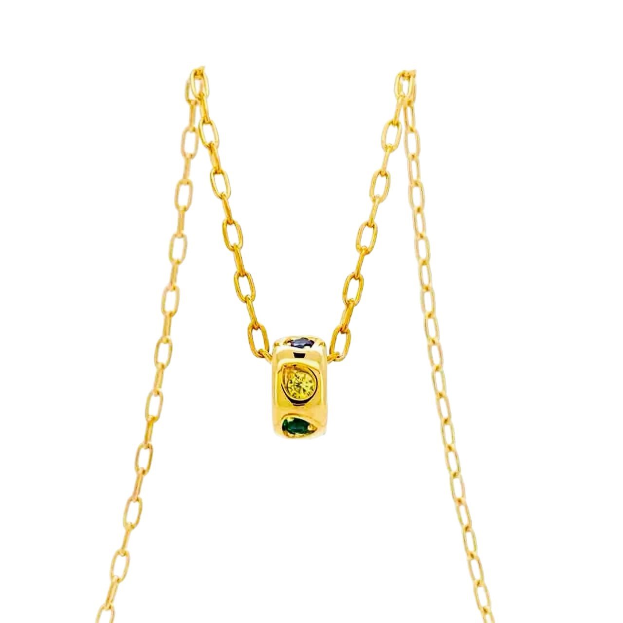 S925 sterling silver rainbow candy diamond necklace hollow chain