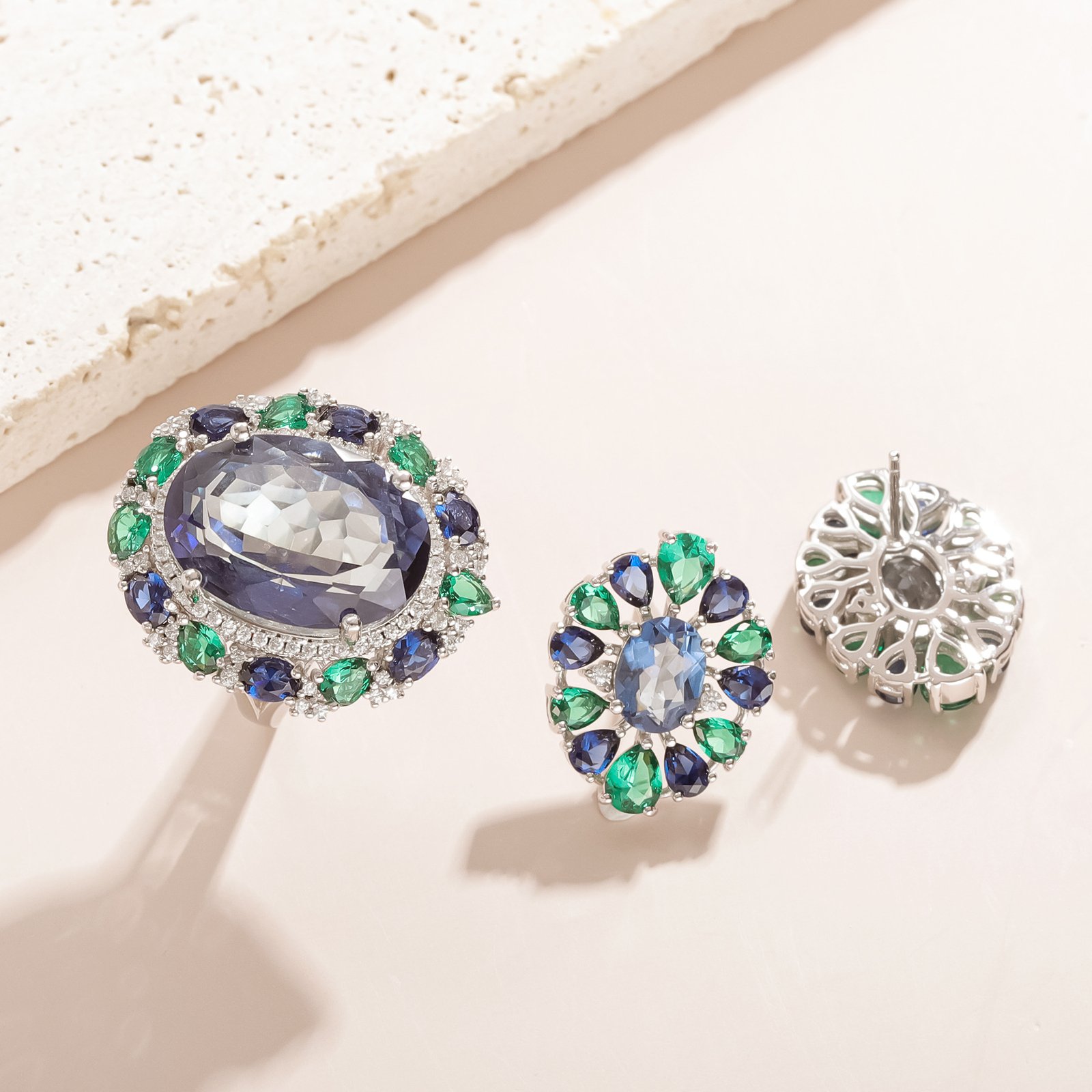 Crystal earrings gift s925 sterling silver inlaid with colored gemstones